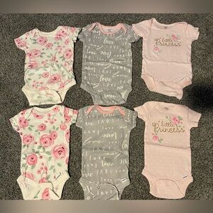 Gerber Pink and Gray Floral Bodysuits Set